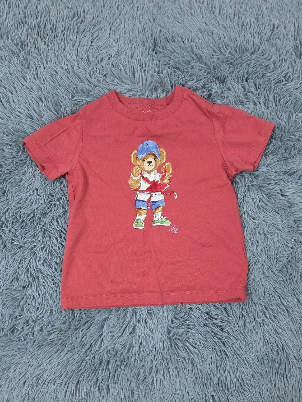 Ralph Lauren Red Tee with Bear Graphic
